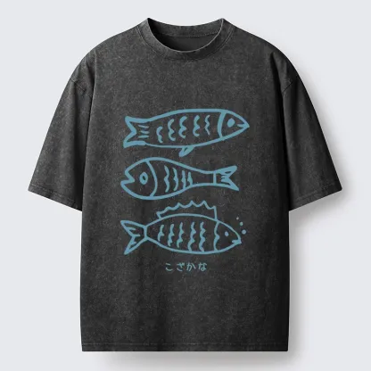 Tokyo-Tiger Three Simple Fish Swimming In The Sea Washed T-Shirt