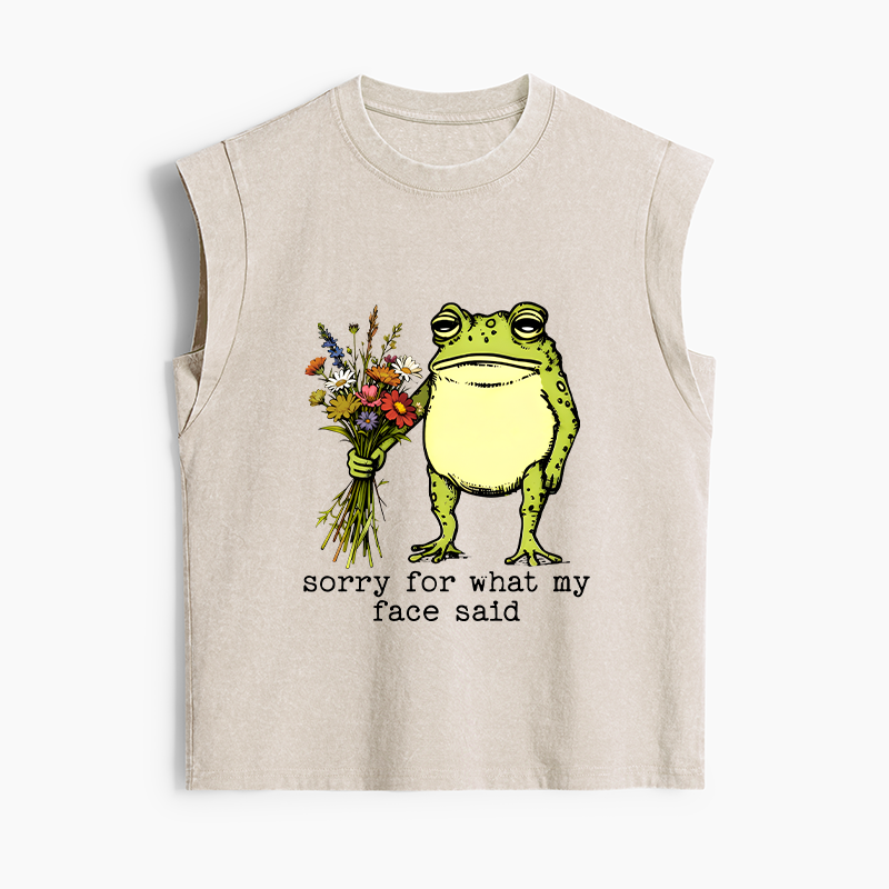 Tokyo-Tiger Frog Sorry Mode Activated Women's Washed Tank Tops
