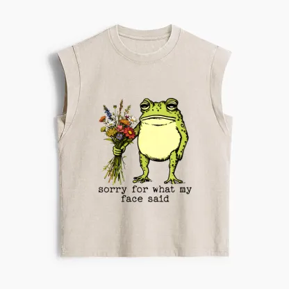 Tokyo-Tiger Frog Sorry Mode Activated Women's Washed Tank Tops