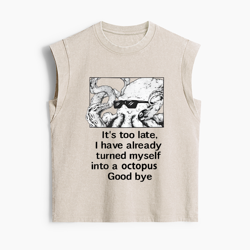 Tokyo-Tiger Octopus Meme I Disappeared Completely Women's Washed Tank Tops