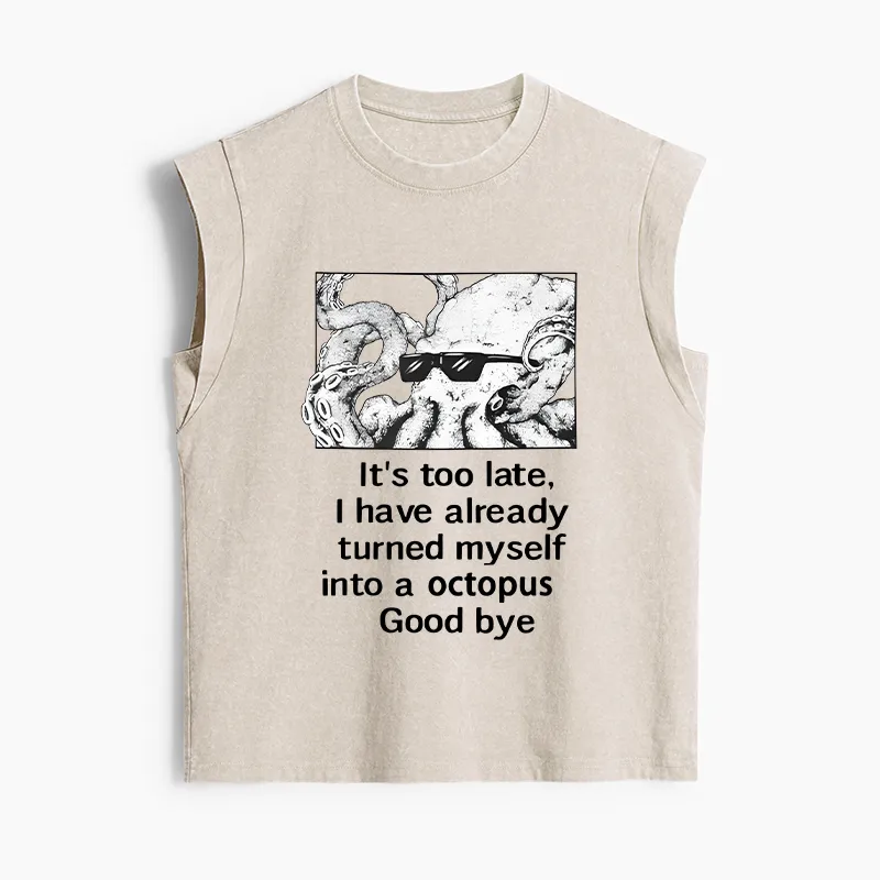 Tokyo-Tiger Octopus Meme I Disappeared Completely Women's Washed Tank Tops