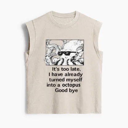 Tokyo-Tiger Octopus Meme I Disappeared Completely Women's Washed Tank Tops