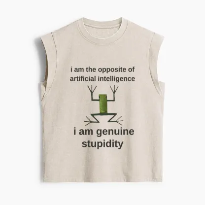 Tokyo-Tiger Genuine Stupidity Frog Meme Women's Washed Tank Tops