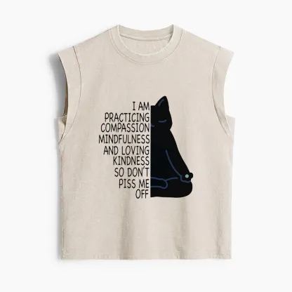 Tokyo-Tiger Calm Black Cat With Anger Issues Women's Washed Tank Tops