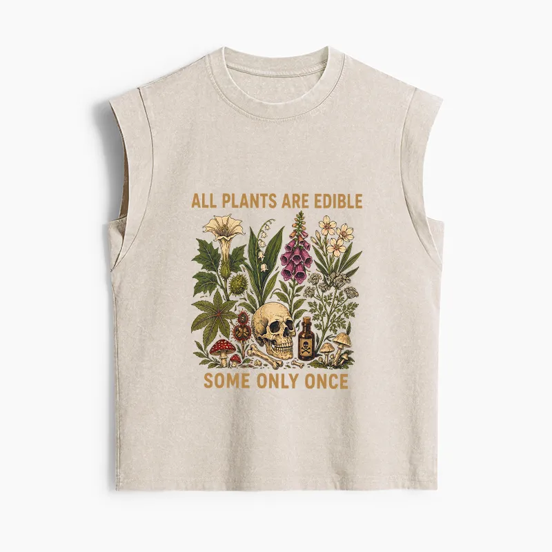 Tokyo-Tiger Edible Plants Some Only Once Joke Women's Washed Tank Tops Sale