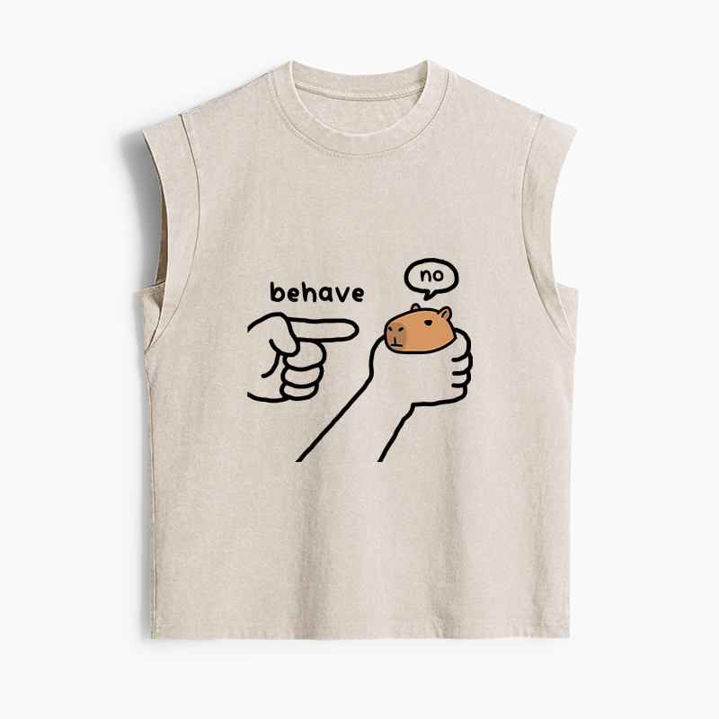 Tokyo-Tiger Dishonest Capybara Women's Washed Tank Tops