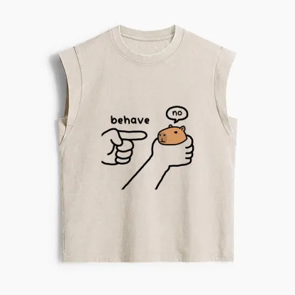 Tokyo-Tiger Dishonest Capybara Women's Washed Tank Tops