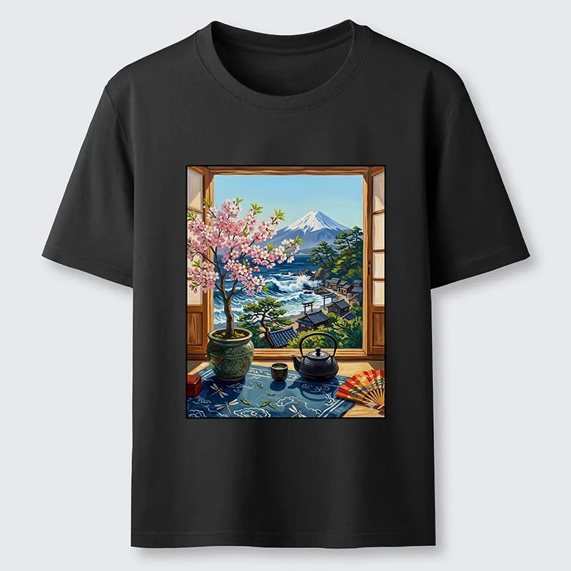 Tokyo-Tiger Mount Fuji View From Japanese Window Classic T-Shirt