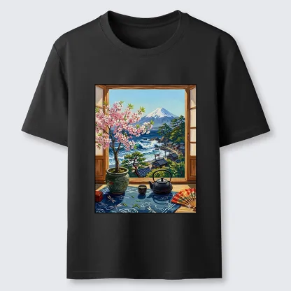 Tokyo-Tiger Mount Fuji View From Japanese Window Classic T-Shirt