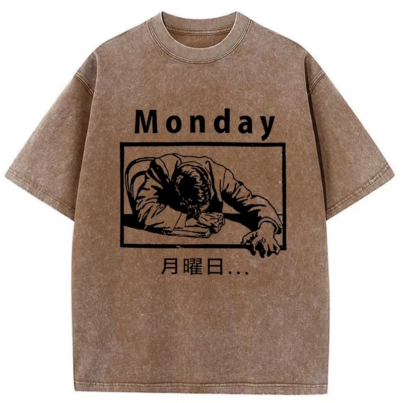 Tokyo-Tiger Painful Monday Funny Washed T-Shirt