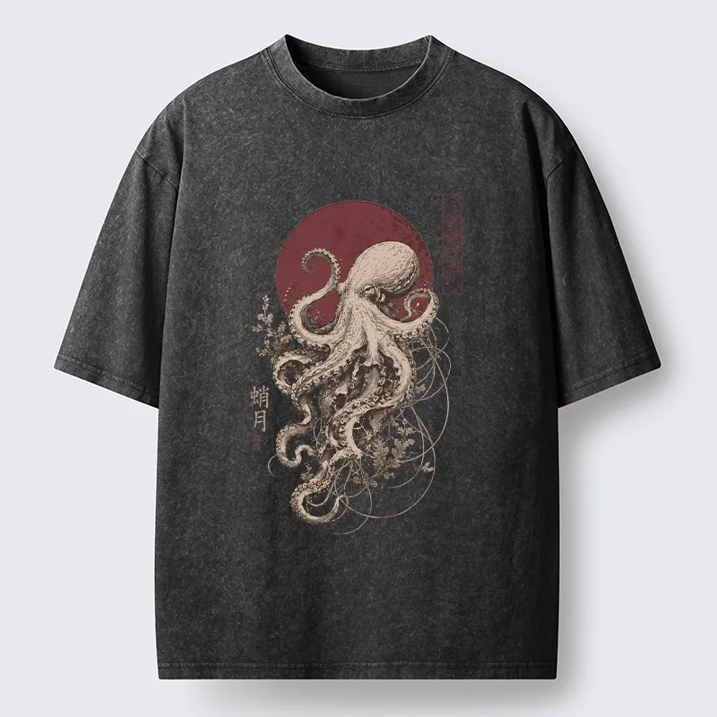Tokyo-Tiger Deep Sea King Octopus Washed T-Shirt