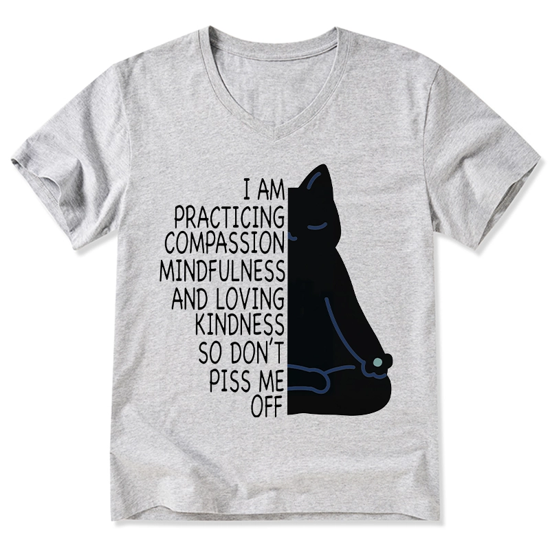 Tokyo-Tiger Calm Black Cat With Anger Issues V-Neck Classic T-Shirt