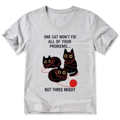Tokyo-Tiger Three Cats Fix All Problems V-Neck Classic T-Shirt