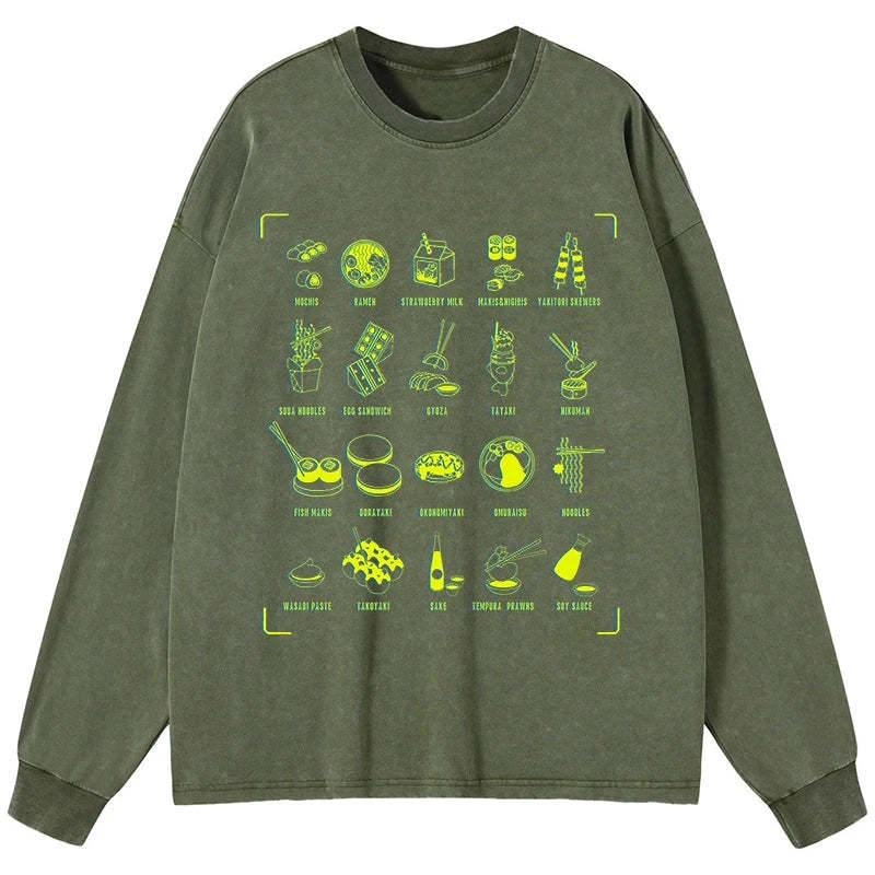 Tokyo-Tiger Tokyo Cuisine Washed Long Sleeve T-Shirt