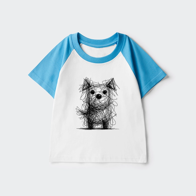 Tokyo-Tiger Scruffy Dog Chaos Art Kids Raglan T-shirt
