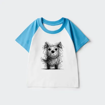Tokyo-Tiger Scruffy Dog Chaos Art Kids Raglan T-shirt