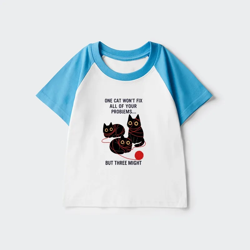 Tokyo-Tiger Three Cats Fix All Problems Kids Raglan T-shirt