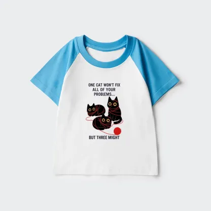 Tokyo-Tiger Three Cats Fix All Problems Kids Raglan T-shirt