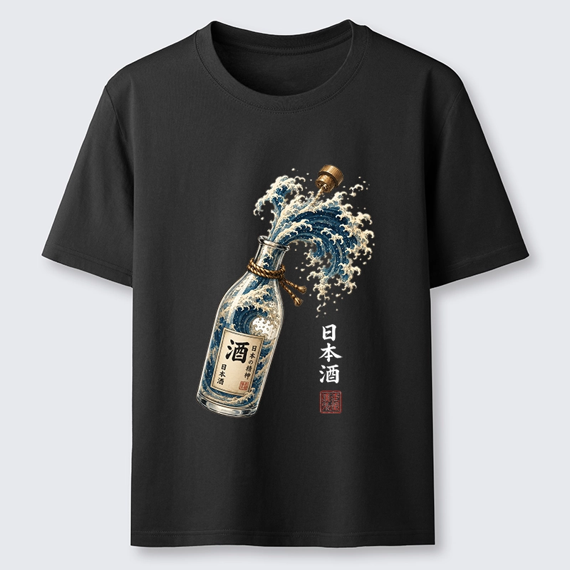 Tokyo-Tiger Ocean Wave Poured From A Sake Bottle Classic T-Shirt