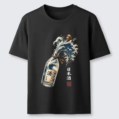 Tokyo-Tiger Ocean Wave Poured From A Sake Bottle Classic T-Shirt