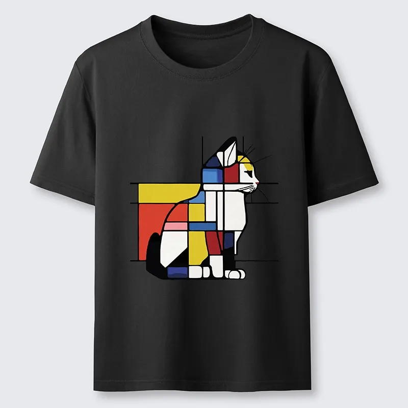 Tokyo-Tiger Geometric Cat Art In Primary Colors Classic T-Shirt