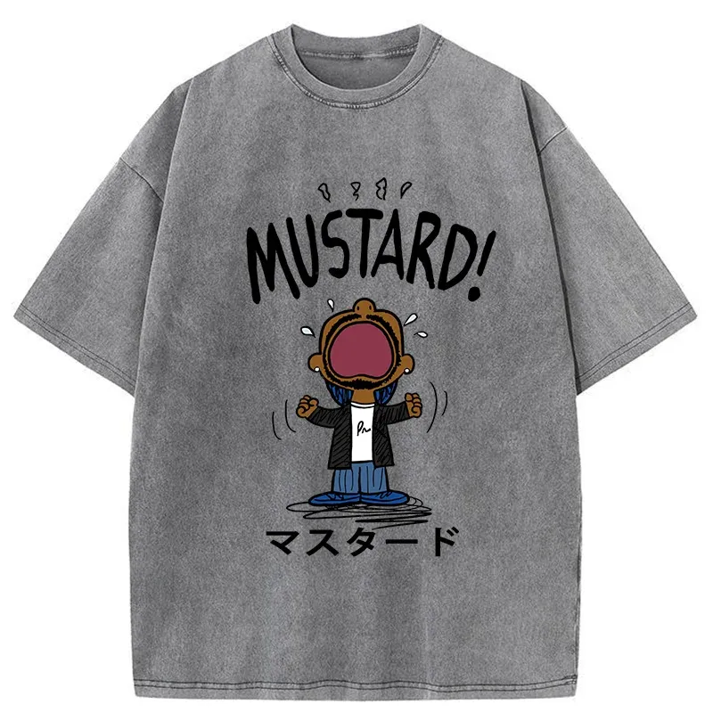 Tokyo-Tiger Mustard Funny kanji Washed T-Shirt