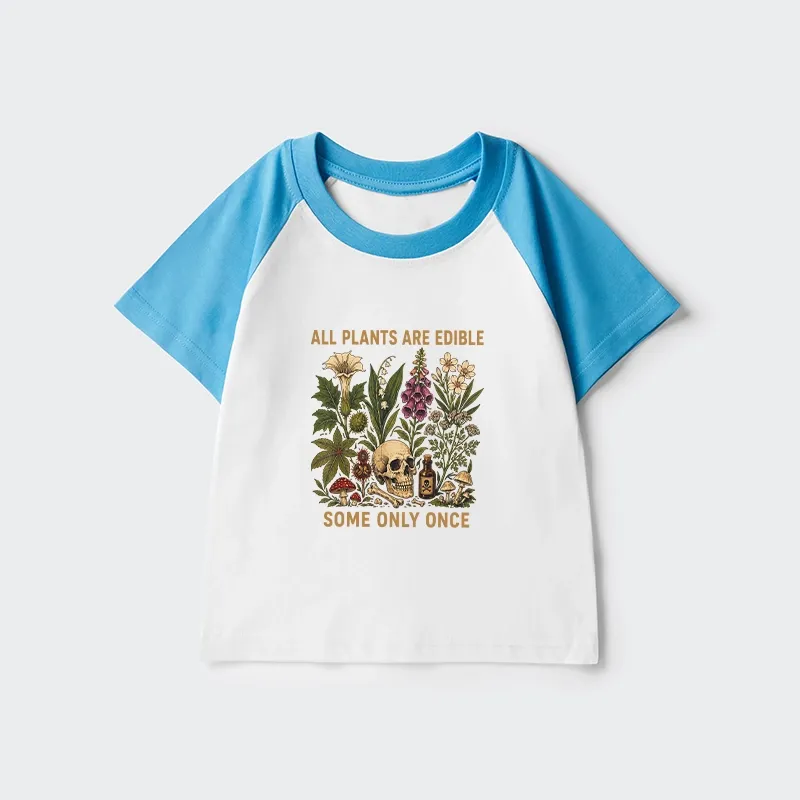 Tokyo-Tiger Edible Plants Some Only Once Joke Kids Raglan T-shirt