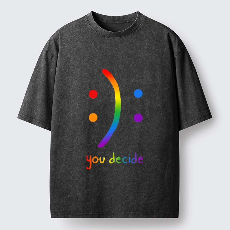 Tokyo-Tiger Colorful Rainbow Emoji You Decide Washed T-Shirt