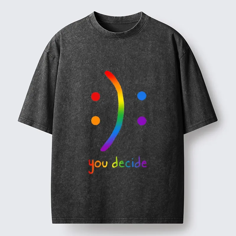Tokyo-Tiger Colorful Rainbow Emoji You Decide Washed T-Shirt