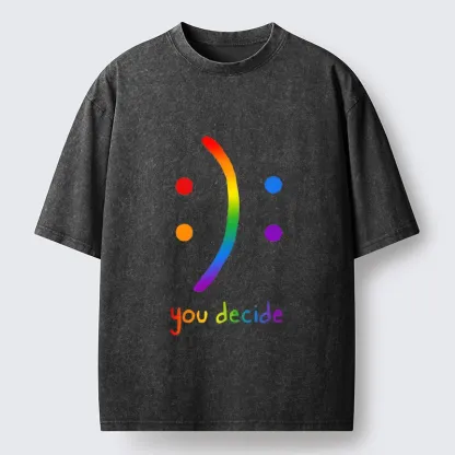 Tokyo-Tiger Colorful Rainbow Emoji You Decide Washed T-Shirt