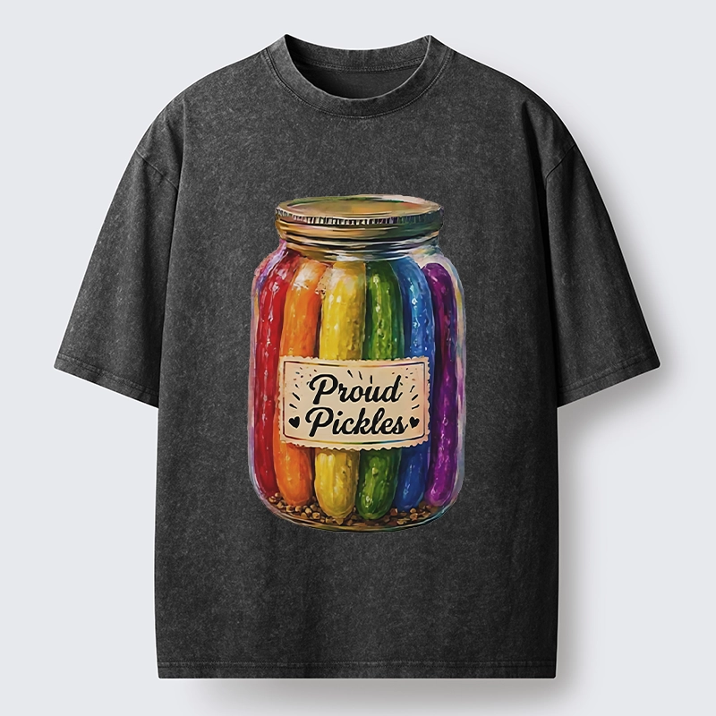 Tokyo-Tiger Proud Pickles Rainbow Pride Jar Washed T-Shirt