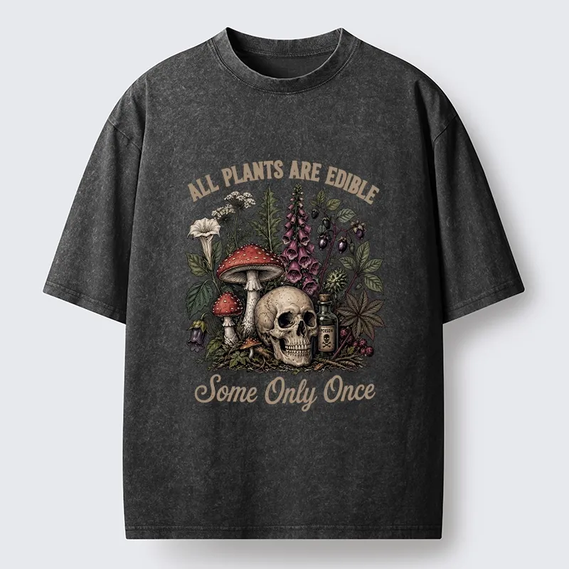 Tokyo-Tiger Poisonous Plants And Skull Dark Humor Washed T-Shirt Sale