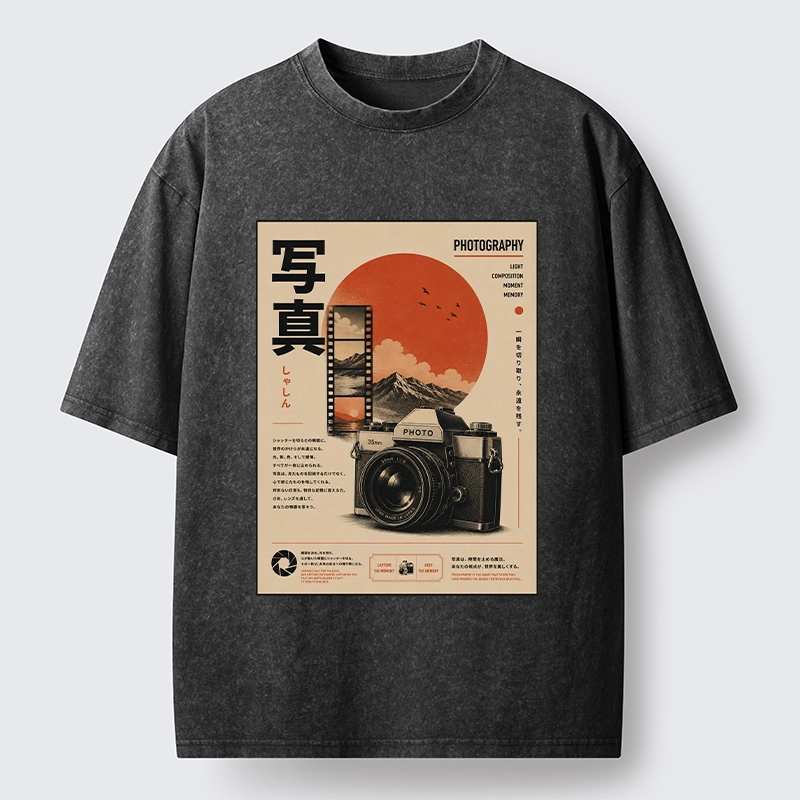 Tokyo-Tiger Vintage Japanese Photography Camera Poster Washed T-Shirt