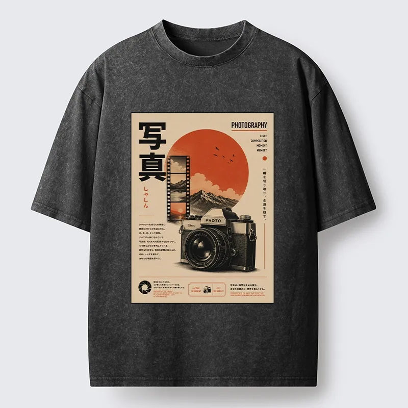 Tokyo-Tiger Vintage Japanese Photography Camera Poster Washed T-Shirt