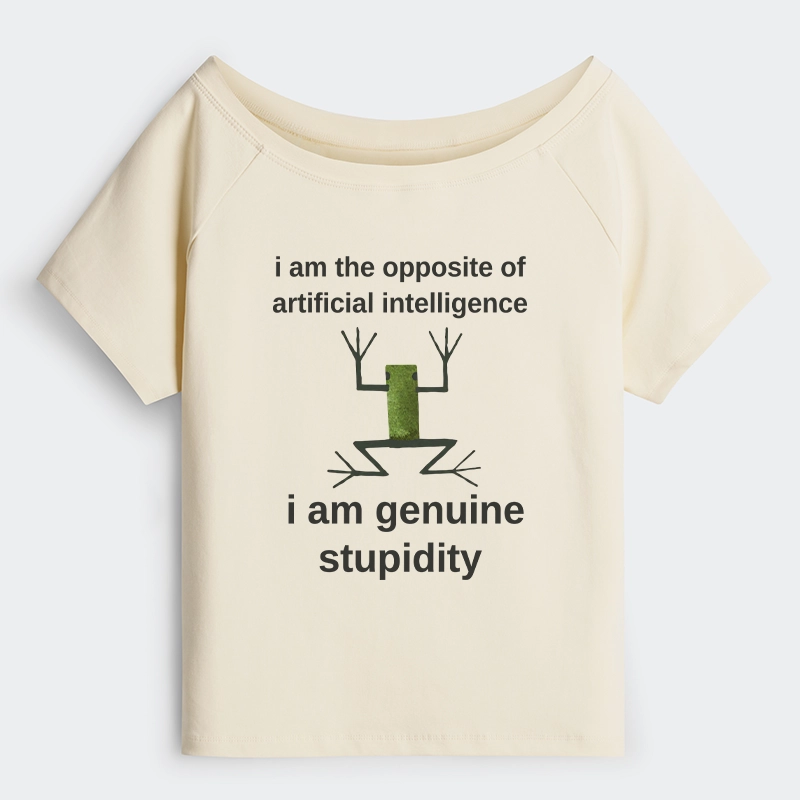 Tokyo-Tiger Genuine Stupidity Frog Meme Off Shoulder T-Shirt