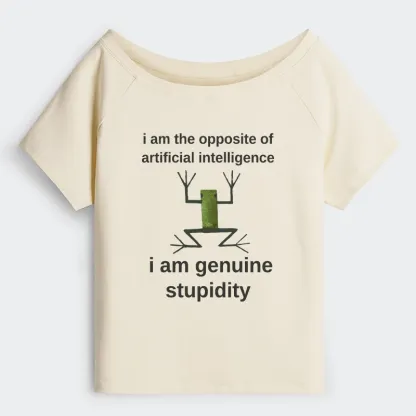 Tokyo-Tiger Genuine Stupidity Frog Meme Off Shoulder T-Shirt