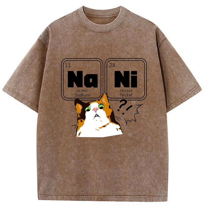 Tokyo-Tiger Funny NaNi Cat Washed T-Shirt