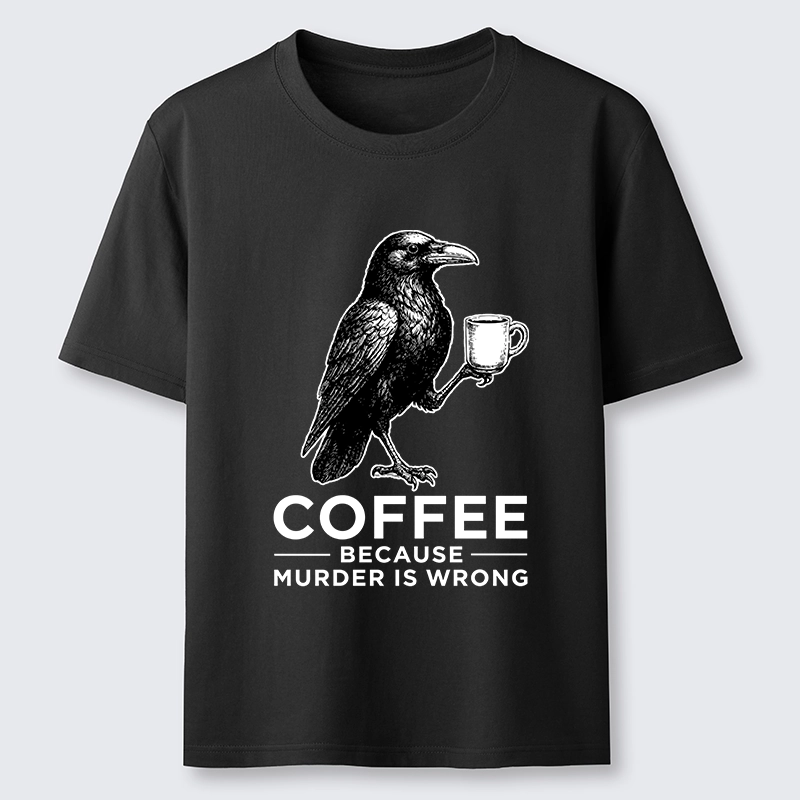 Tokyo-Tiger Raven Holding Coffee Life Mood Classic T-Shirt