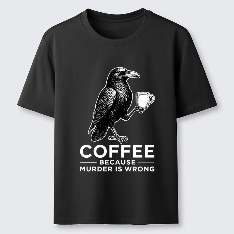 Tokyo-Tiger Raven Holding Coffee Life Mood Classic T-Shirt