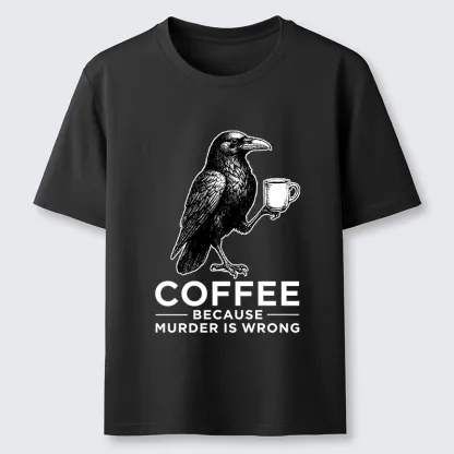 Tokyo-Tiger Raven Holding Coffee Life Mood Classic T-Shirt