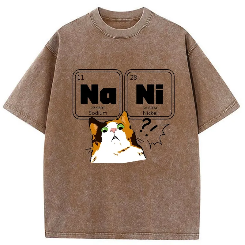 Tokyo-Tiger Funny NaNi Cat Washed T-Shirt