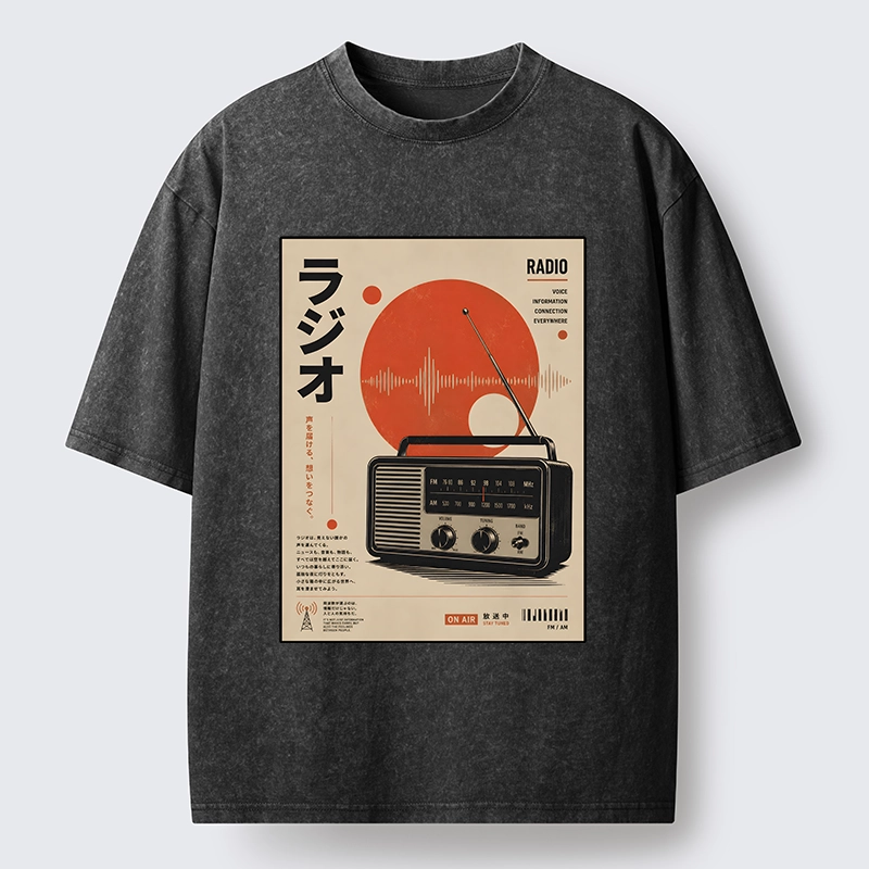 Tokyo-Tiger Vintage Japanese Radio Poster Art Washed T-Shirt