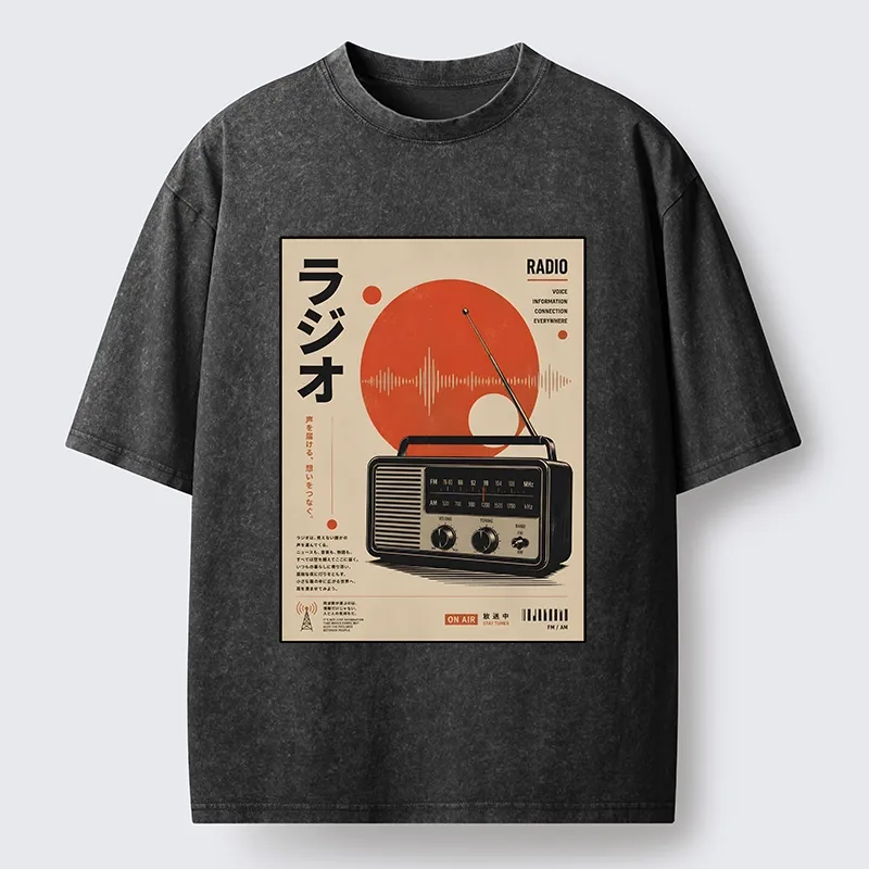 Tokyo-Tiger Vintage Japanese Radio Poster Art Washed T-Shirt Sale
