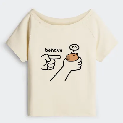 Tokyo-Tiger Dishonest Capybara Off Shoulder T-Shirt