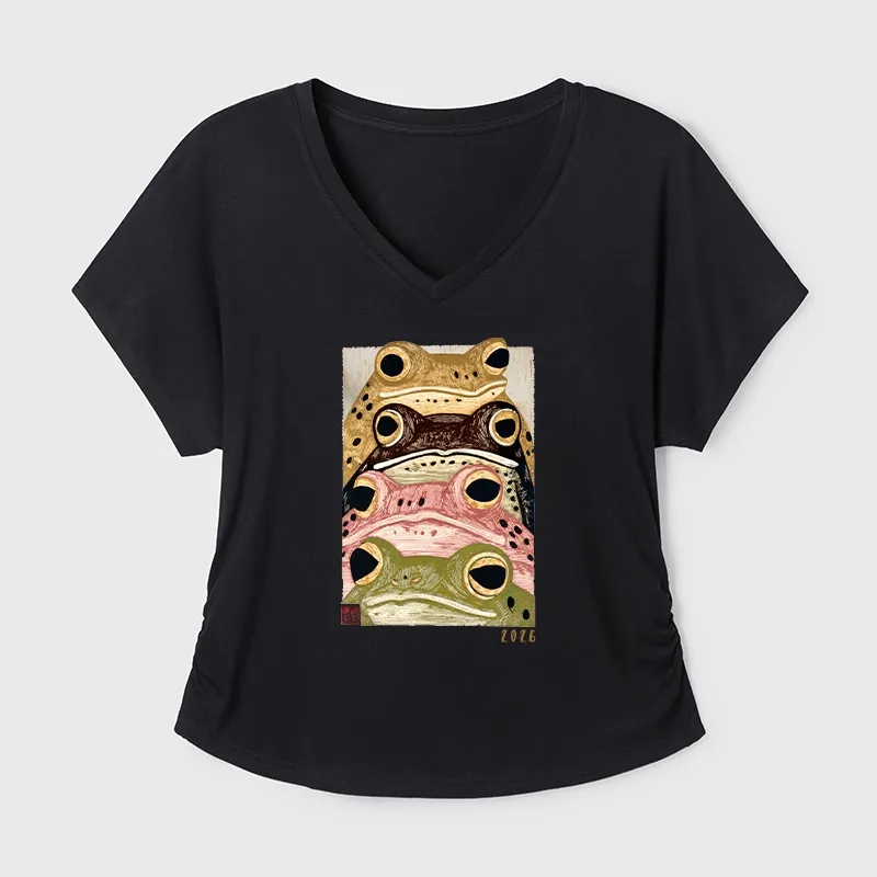 Tokyo-Tiger Whimsical Multi Colored Frog Art Modal Dolman Sleeve T-Shirt Sale