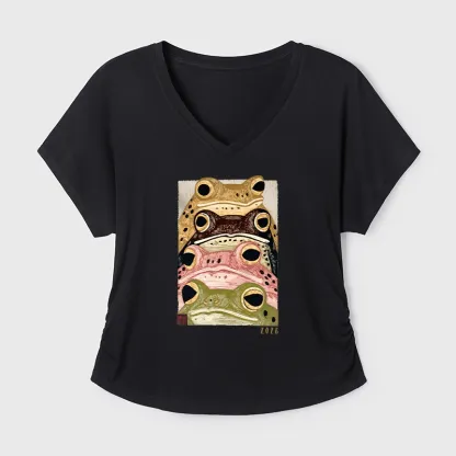Tokyo-Tiger Whimsical Multi Colored Frog Art Modal Dolman Sleeve T-Shirt