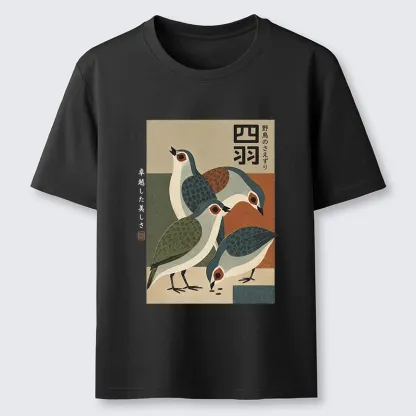Tokyo-Tiger Four Birds In Vintage Japanese Style Classic T-Shirt