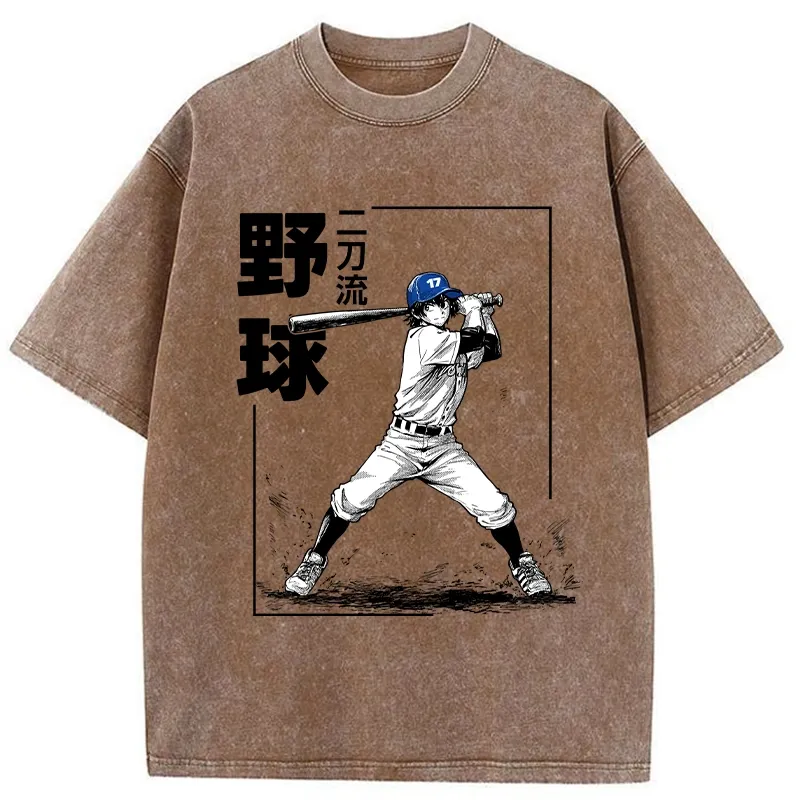 Tokyo-Tiger Two-way Baseball Player Washed T-Shirt