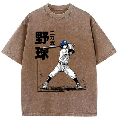Tokyo-Tiger Two-way Baseball Player Washed T-Shirt