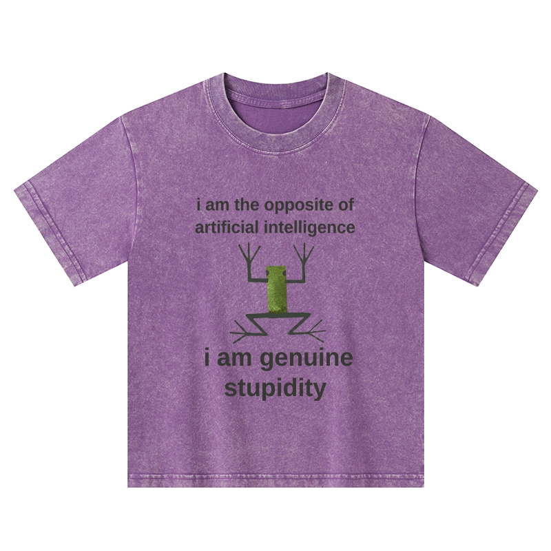 Tokyo-Tiger Genuine Stupidity Frog Meme Kids Washed T-Shirt